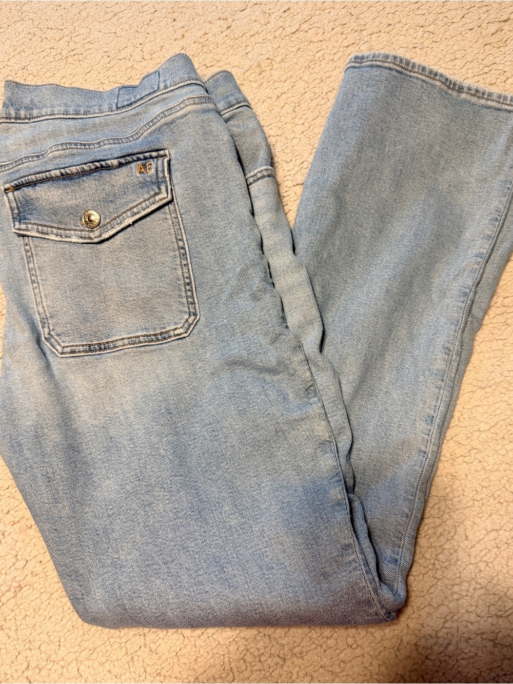 American Eagle Outfitters Light Wash Flare Jeans with Back Flap Pocket